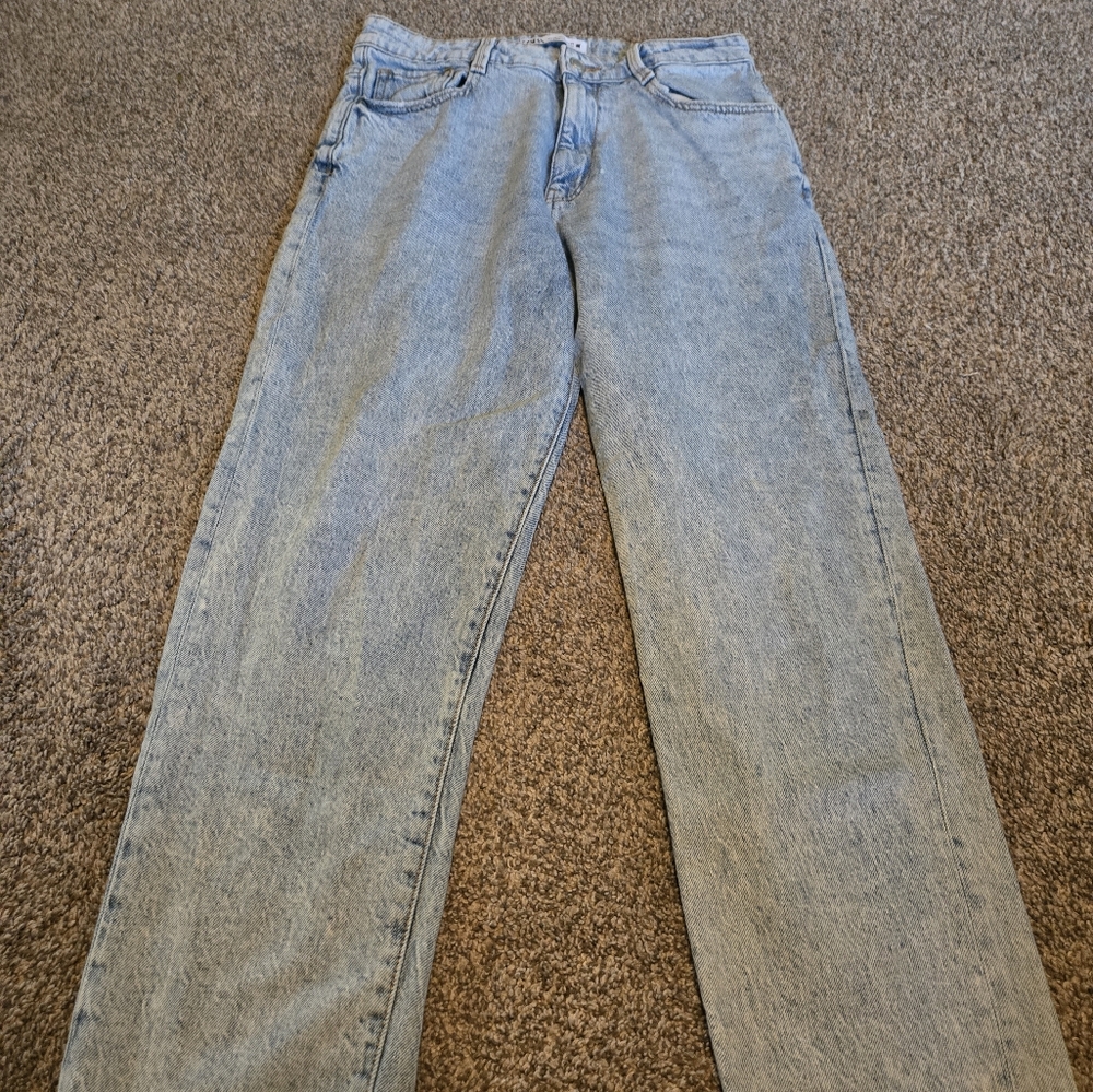 Zara Pale Blue Straight-Leg Jeans